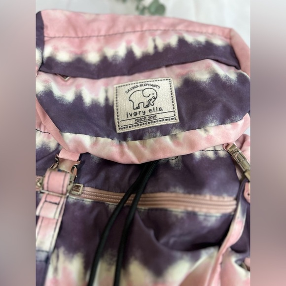 Ivory Ella Elephant Pink Purple Tie Dye Adjustable Convertible Backpack Bag EUC - Picture 2 of 8